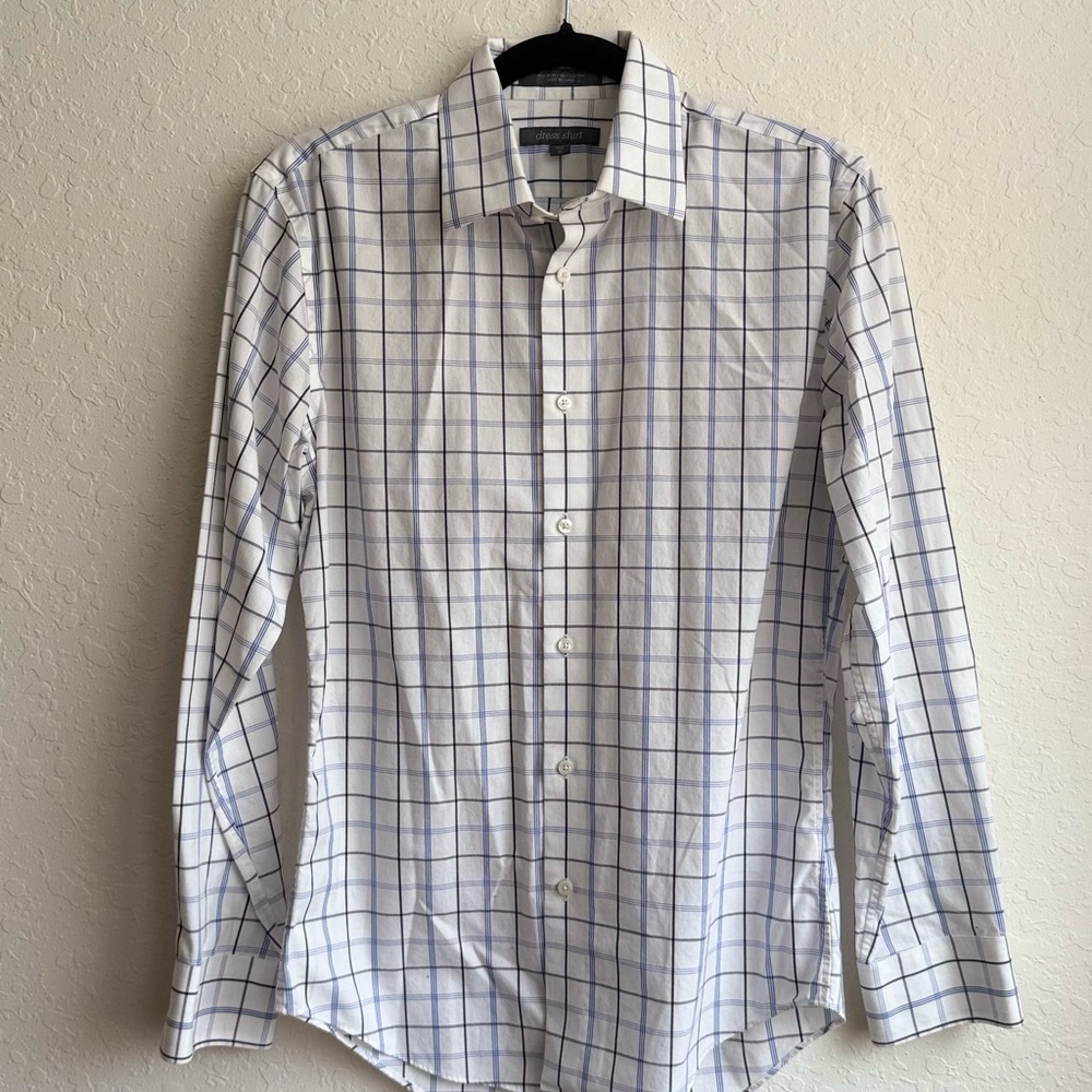 Nordstrom Men’s Trim Fit Blue & White Check Dress Shirt
